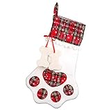 2 medias navideñas, calcetines navideños para mascotas, bolsa de regalo personalizada con forma de pata...