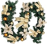 miuline 1.8M Guirnaldas de Navidad Artificial, Decoraciones de Navideñas con Piñas, Bayas y Flores,...